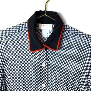 Vintage Gottex Sheer Checkered Button Down